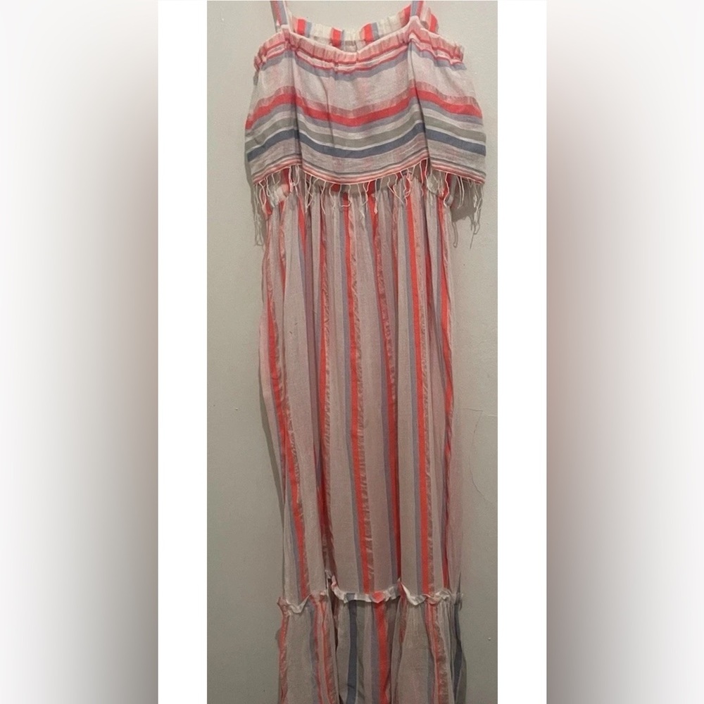 LEMLEM Women’s Multi Color Striped Maxi Coverup Dress Medium